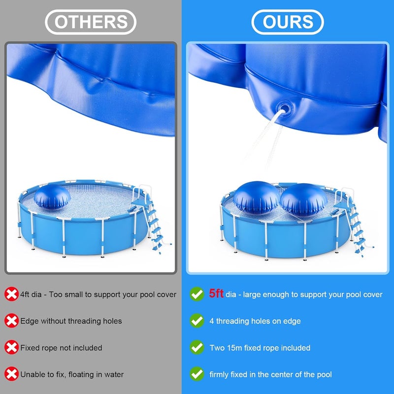 COCHIE 7' x 7' Pool Pillows for Above Ground Pools, Ultra-Thick Cold-Resistant Pool Air Pillow, Winter Closing PVC Ice Equalizer Air Pillows Covers with Rope for Winterizing Support Pools - Image 2
